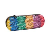 SKGOHLH Six Colored Floral Fragments Leather Multi Slot Pen Storage Case