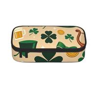 SKGOHLH St Patrick Clover Cute Zipper Pencil Case, Oxford Fabric Pen Pouch