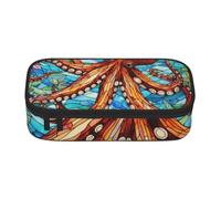 SKGOHLH The Abstract Colored Octopus Full Print Large Capacity Pen Case