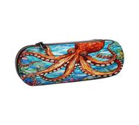 SKGOHLH The Abstract Colored Octopus Leather Multi Slot Pen Storage Case