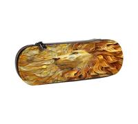 SKGOHLH The Golden African Lion Leather Multi Slot Pen Storage Case