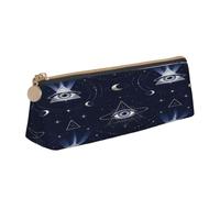 SKGOHLH The Mysterious Moon Printed PVC Leather Zipper Pen Pouch for Office