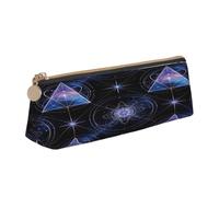 SKGOHLH The Sacred Universe Printed PVC Leather Zipper Pen Pouch for Office | Triangular-shaped Storage Pouch, Single Main Pocket, Full-print Design, Lightweight For Storing Stationery And Cosmetics.
