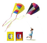 SKHAOVS 2 Pieces Pocket Kites for Children, Rainbow Kite with Long Tail, Easy Flyer Beach Game for Beginner, Kids Gift