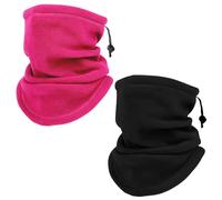 SKHAOVS 2 Pieces Winter Neck Warmer,Drawstring Fleece Windproof Neck Gaiter Snood,Multifunctional Neck Warmer Windproop Keep Warm for Chilly Cold Weather for Men Women Outdoor Sports (2 Colours)