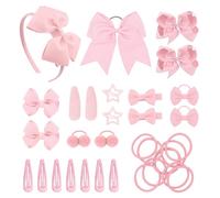 SKHAOVS 33-Piece Pink School Girls Hair Accessories Kit - Bows, Ties & Clips for Girls & Teens