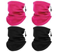 SKHAOVS 4 Pieces Neck Warmer,Fleece Neck Warmer,Drawstring Fleece Windproof Neck Gaiter Snood,Multifunctional Neck Warmer Windproop Neck Warmer for Women Men Outdoor Skiing Hiking Climbing (4 PCS)
