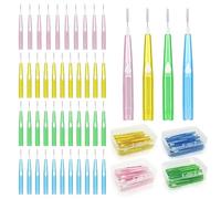 SKHAOVS 40 Pieces Interdental Brush 0.7mm Retractable Tooth Cleaner Toothpick Flossing Head Teeth Brush Dental Floss Stick Portable Tooth Cleaning Tool for Cleaning Gaps BetweenTeeth (4 Colors)