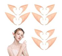 SKHAOVS 6 Pairs Elf Ears Tip Christmas Elf Ears Latex Elf Ears Pixie Ears Fairy Ears Cosplay Soft Pointed Goblin Ears for Halloween Xmas Party Cosplay Accessories Costume Anime Party (6 Pairs)