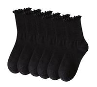 SKHAOVS 6 Pairs Women's Cotton Comfortable Breathable Casual Socks with Pretty Ruffled Trim
