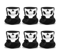 SKHAOVS 6-Piece Black Skull Face Mask, Multipurpose Head Cover for Adults, Sun Protection, Halloween, Outdoor Sports