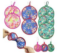 SKHAOVS 7-Piece Folding Fans, Chinese & Japanese Style, Display & Portable, Round Hand Fans for Home, Party & Wedding