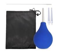 SKHAOVS Enema Bulb Douche Comfortable Silicone Enema Kit for Men Women, Reusable Douche Kit with 2 X Reusable Silicone Slim Nozzle and 1 X Cleaning Brush,160 ML Rubber Washing Cleaning Kit (Blue)