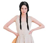 SKHAOVS Long Black Braids Wig - Cosplay Synthetic Wigs with Breathable Mesh Cap, Perfect for Birthday, Halloween, Christmas