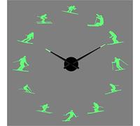 Ski Acrylic Silhouette Mirror Sticker DIY Wall Art 3D Giant noctilucent Wall Clock Mute Room Decoration Gift 47inch
