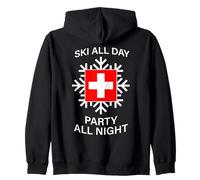 Ski All Day Party All Night Alpine Fun Zip Hoodie