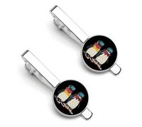 Ski And Snowboard Penguins 2Pcs Tie Clips for Men Tie Pins Women Necktie Pinch Bars Tacks Silver Jewellery