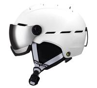Ski and Snowboarding Helmet, Integrated UV Visor, Push Button Ventilation, High Impact Protection, Lightweight, Ear Pads, Click to Adjust Size, Men, Women and Kids. (White, L)