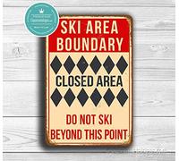 Ski Area Boundary Signs. Outdoor Safety Signs for Skiing Enthusiast
