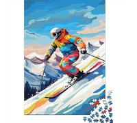 Ski Athlete 1000 Piece Jigsaw Puzzle Paper Jigsaw Puzzle for Adults Mountain Snow Scenery Focus Relaxing Home Decor 52x38cm/1000pcs