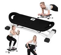 Ski Balance Board Stepper, LCD Monitor Home Fitness Exercise Machine, Indoor Stepped Glide Trainer for Full Body Leg Core Workout Black