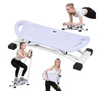 Ski Balance Board Stepper, LCD Monitor Home Fitness Exercise Machine, Indoor Stepped Glide Trainer for Full Body Leg Core Workout Purple