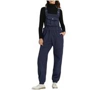 Ski Bib Pants Womens Fleece Fuzzy Warm Jumpsuit Ski Trousers Windproof Snowboard Pants Softshell Winter Snow Trousers Ladies Warm Salopettes Onepiece Suspender Dungarees Clothing Ski Suit Navy
