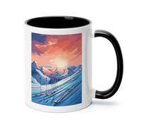 Ski Board Ceramic Coffee Mug with Handle 11 Ounces, Porcelain Mug Coffee Cup Tea Mug Water Cup Ideal for Coffee,Tea,Latte,Cappuccino,Microwave & Dishwasher Safe Unique Gift Cup