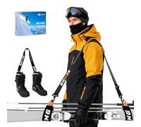 Ski Carrier Strap, Mellbree Ski Strap and Pole Carrier for Easy Transportation of Your Skiing Accessory, Pole, Skimate and Boot, Adjustable Size - Feel Comfortable Walking to and from The Mountain