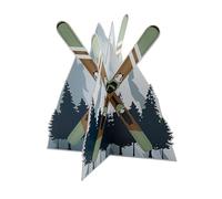 Ski Chalet Party Tabletop Cardstock Centerpiece - 10" (1 Pc) - Mountain Scene Decor for Winter Parties, Ski Lodge-Themed Events & Holiday Celebrations