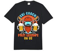 SKI Coach First LESSON'S ON US Funny Ski Instructor Comfort Colors Adult Heavyweight T-Shirt