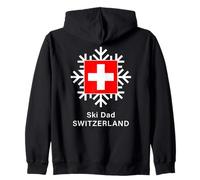Ski Dad Switzerland Snowflake Swiss Flag Zip Hoodie