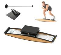 Ski Exercise Machine for Home Gym - Adjustable Resistance (0-100kg) Full Body Workout Equipment, Solid Oak Wood Fitness Machine for Cardio, Strength and Balance Training
