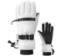 Ski Gloves, 1 Pair, Winter Waterproof Windproof Thermal Touchscreen with Anti-Slip Palm and Adjustable Wrist for Men Women Outdoor Sports(M White)