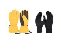 Ski Gloves, Unisex Thick, Waterproof, Warm Ski Gloves, Ideal for Outdoor Activities such as Mountaineering, Cycling, Snowboarding, Skiing, Five Finger Design, Colour: Yellow Sunrise + For