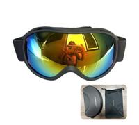 Ski Goggles Double Layer Anti Fog UV OTG Snow Glasses | PC Lens TPU Frame Ski Goggles with Case, Wide View, Anti Fog UV Protection for Skiing Snowboarding Mountaineering