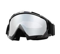Ski Goggles, Motorcycle Goggles with Black Frame & Silver Mirror Lens for Men & Women, Night Vision & Eye Protection, Dirt Bike & MTB Goggles for Skiing, Cycling & Off-Road Racing