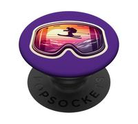 Ski Goggles Skier Mountain Snow Skiing Retro Winter Sunset PopSockets Adhesive PopGrip