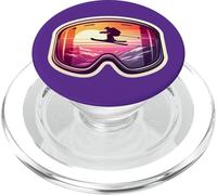 Ski Goggles Skier Mountain Snow Skiing Retro Winter Sunset PopSockets PopGrip for MagSafe
