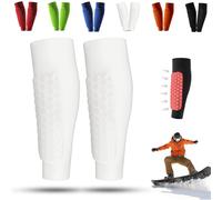 Ski Guard Socks, Ski Shin Guards, Ski Boot Shin Guards Gel, Breathable Shin Pads for Skiing, Elastic Honeycomb Legs Protection (White, S)
