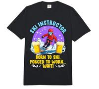 SKI Instructor Born to SKI Forced to Work Ski Instructor Comfort Colors Adult Heavyweight T-Shirt