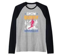 Ski Instructors Snow Bunny Wrangler Skiing Funny Ski Trainer Raglan Baseball Tee