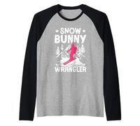 Ski Instructors Snow Bunny Wrangler Skiing Funny Ski Trainer Raglan Baseball Tee