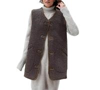 Ski Jacket Plus Size Attumn Solid Composite Sleeveless Pocket Two Ways To Wear Outerwear Spring Jackets, mocha, XL
