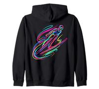 Ski Jumping Enthusiast Retrowave Zip Hoodie
