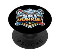 Ski Junkie Funny Addicted To Skiing Lover Instructor Joke PopSockets Adhesive PopGrip