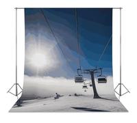 Ski Lift at Sunshine Backdrop Background for Photography High Density Polyester Fabric Background Banner Seamless Photo Booth Prop Backdrop 56"x79" for Birthday Party Decor Photoshoot Banner Props