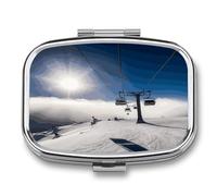Ski Lift at Sunshine Cute Travel Pill Organizer Compact and Portable Pill Box,Pill Case for Travel Essentials for Pocket Purse