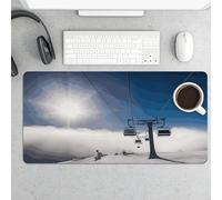 Ski Lift at Sunshine Gaming Mouse Pad 12x24 Inch Desk Pad Protector Waterproof Non-Slip Rubber Base Keyboard Mat Extra Large Desktop Mat for Office Home Computer Laptop Table Accessory