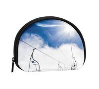 Ski Lift at Sunshine Mini Zipper Coin Purse, Small Travel Organizer with All-Over Print, Durable Polyester Fabric, Compact Pouch for Coins,Keys